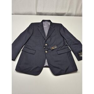 Petrocelli Blazer Mens 40R Blue 100% Wool Super 100s Portly Sport Coat Jacket